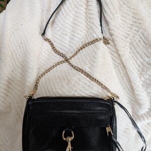 Rebecca Minkoff Mini MAC Black Leather Crossbody With Metal Hardware